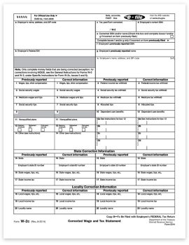 W2C Correction Tax Forms, Employee Federal Copy B W-2C Form - ZBPforms.com