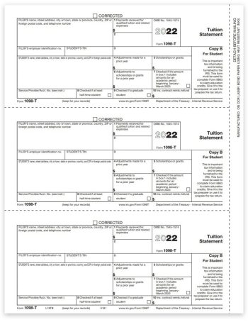 Form 1098T for Tuition Statement Reporting in 2022. Student Copy B. Official 1098-T Forms - ZBPforms.com