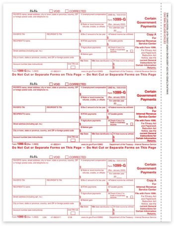 Form 1099G for Certain Government Payments. Official IRS Copy A 1099-G Forms - ZBPforms.com