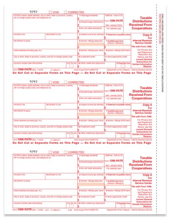 Form 1099PATR for Taxable Distributions from Cooperatives. Official IRS Copy A 1099-PATR Forms - ZBPforms.com