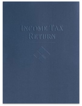 Blue, Embossed Client Income Tax Return Presentation Folders with Pockets - ZBPforms.com