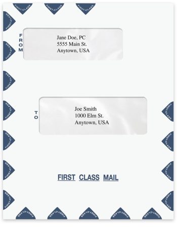 Large First Class Mail Envelopes with Offset Windows. Blue. 9-1/2" x 12". Self-Seal Flap - ZBPforms.com