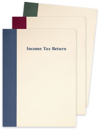 Client Income Tax Return Presentation Folders with Pockets. Prestigious Design. Blue, Burgundy or Green on Ivory Flecked Folder Stock - ZBPforms.com