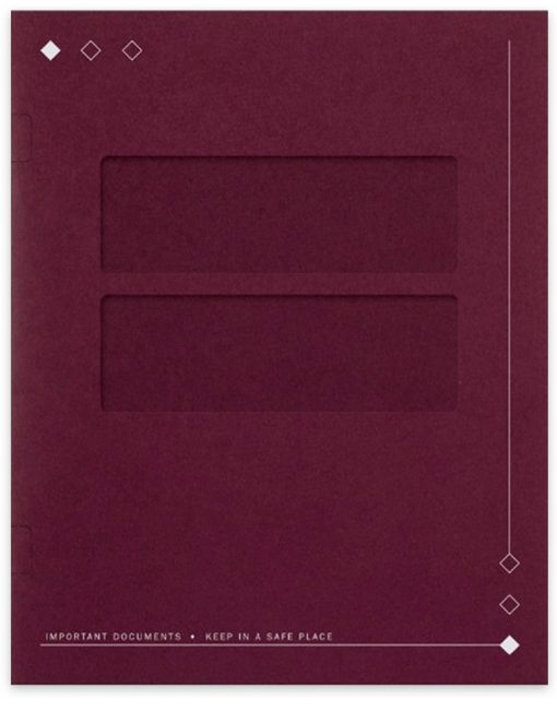 Window Tax Folder, Software Compatible, Dark Burgundy Red with Diamond Design - ZBPforms.com