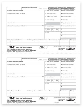 W2 Tax Forms, Copy C-2 Forms for Employee State or City Filing, 2023 W-2 Forms - ZBPforms.com