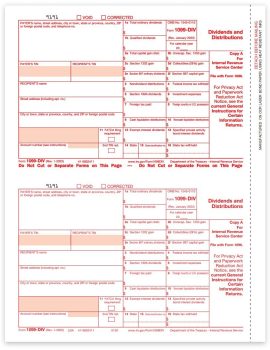 Form 1099DIV for Dividends & Distributions. Official IRS Copy A 1099-DIV Forms - ZBPforms.com