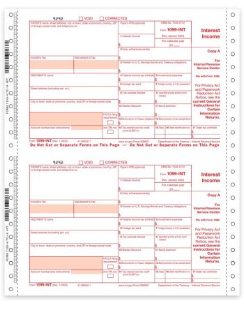 Carbonless 1099INT Tax Forms, Continuous Multi-Part, Official 1099-INT Forms - ZBPforms.com