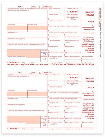 Form 1099INT for Interest Income in 2022. Official IRS Red Copy A 1099-INT Forms - ZBPforms.com