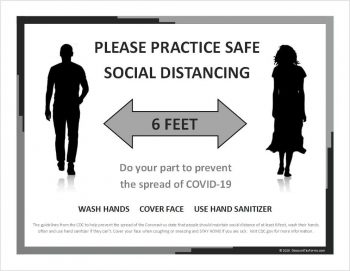Social Distancing Sign for Download and Print Yourself, Black & White - ZBPforms.com