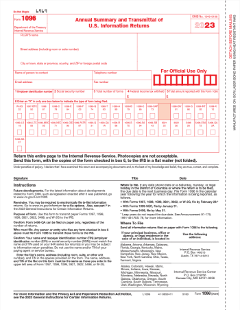 1096 Forms for Summary and Transmittal of 1099, 1098, 5498 and W2G forms to the IRS - ZBPforms.com