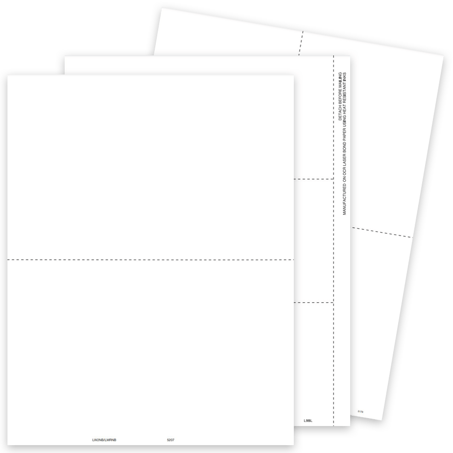 1099 Blank Perforated Paper for 2up, 3up and 4up 1099 Form Printing, Optional Instructions on Backer - DiscountTaxForms.com