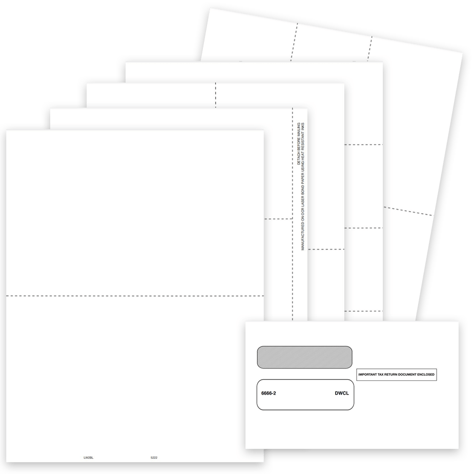 W2 Blank Perforated Paper 2up, 3up, 4up and Universal Formats, Compatible W2 Envelopes - DiscountTaxForms.com