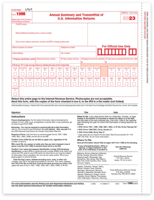 1096 Transmittal Forms for 1099 Filing in 2023. New efile rules apply - zbpforms.com