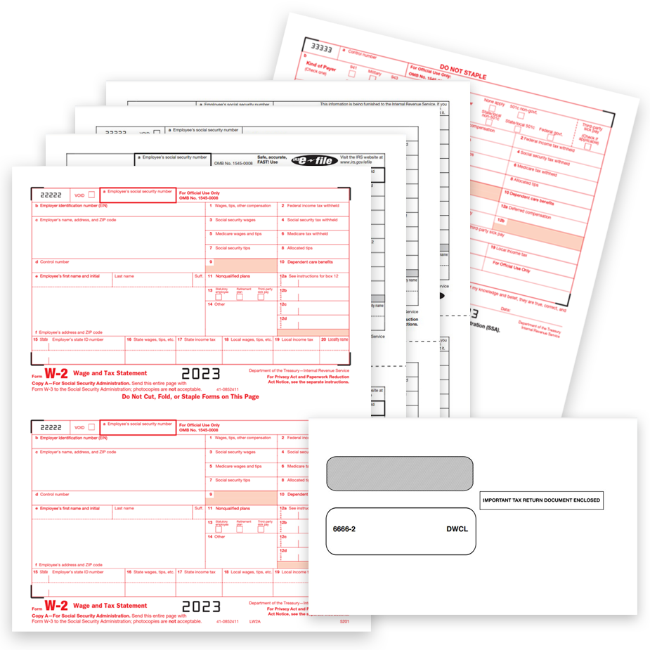 Official W2 tax forms for IRS and SSA, employer and employee wage reporting filing. New e-file rules for 2023 - zpbforms.com